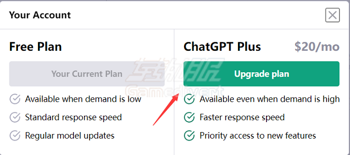ChatGPT Plus怎么充值ChatGPT4升级付费会员方法.png