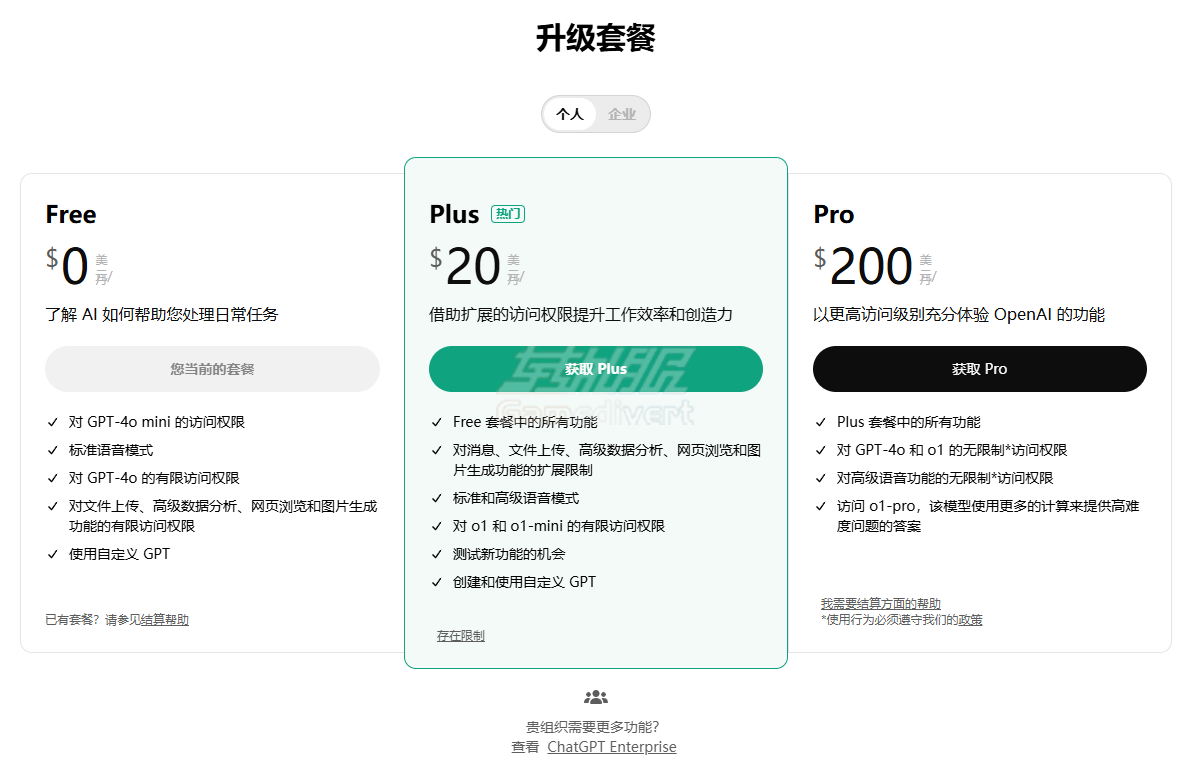 ChatGPT,gpt,OpenAI,ChatGPT Plus vs Pro价格对比, ChatGPT Pro每月200美元优势, ChatGPT API Token计费, 国内ChatGPT订阅支付教程,ChatGPT Plus响应速度优化, 2025年ChatGPT功能对比, ChatGPT Pro无限次调用, Sora视频生成差异, 专业用户Pro会员推荐, ChatGPT免费版升级指南