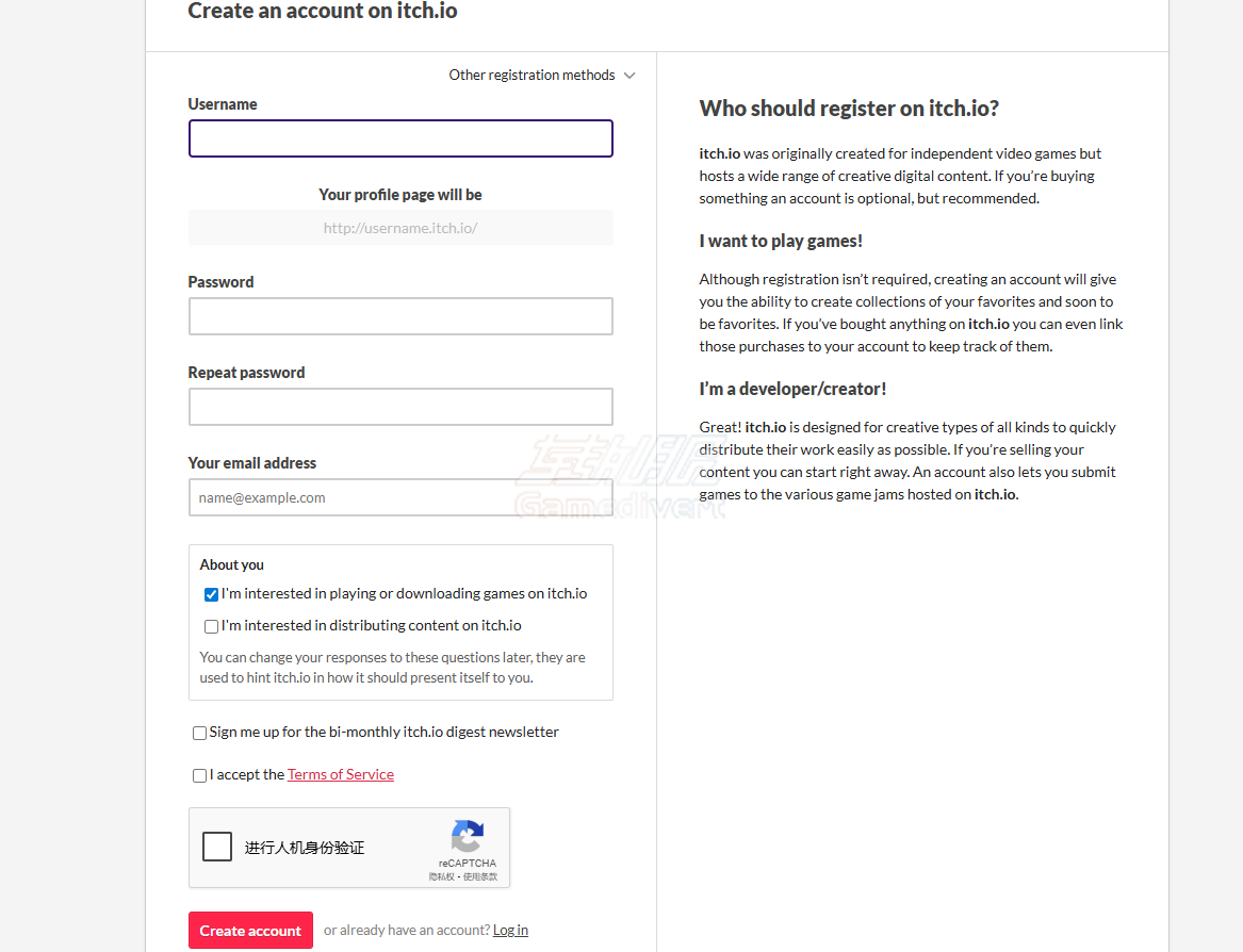 填写注册信息 itch.io,itch.io教程,itch.io平台使用指南,itch.io注册教程,itch.io下载游戏,itch.io客户端使用,itch.io常见问题解答,itch.io如何访问,itch.io代购,itch.io平台介绍,itch.io游戏探索,itch.io下载速度优化