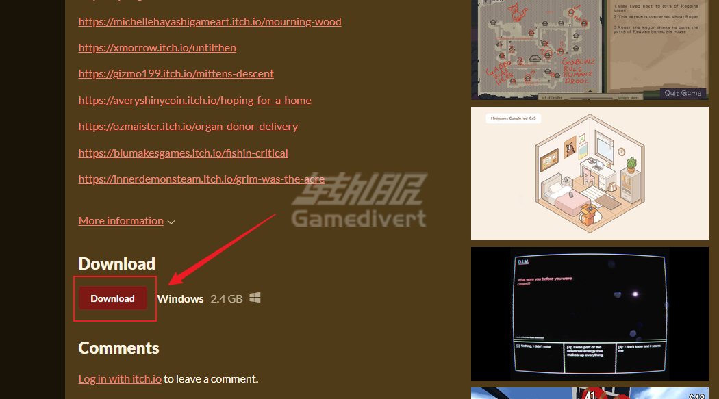 在游戏详情页面找到下载按钮 itch.io,itch.io教程,itch.io平台使用指南,itch.io注册教程,itch.io下载游戏,itch.io客户端使用,itch.io常见问题解答,itch.io如何访问,itch.io代购,itch.io平台介绍,itch.io游戏探索,itch.io下载速度优化