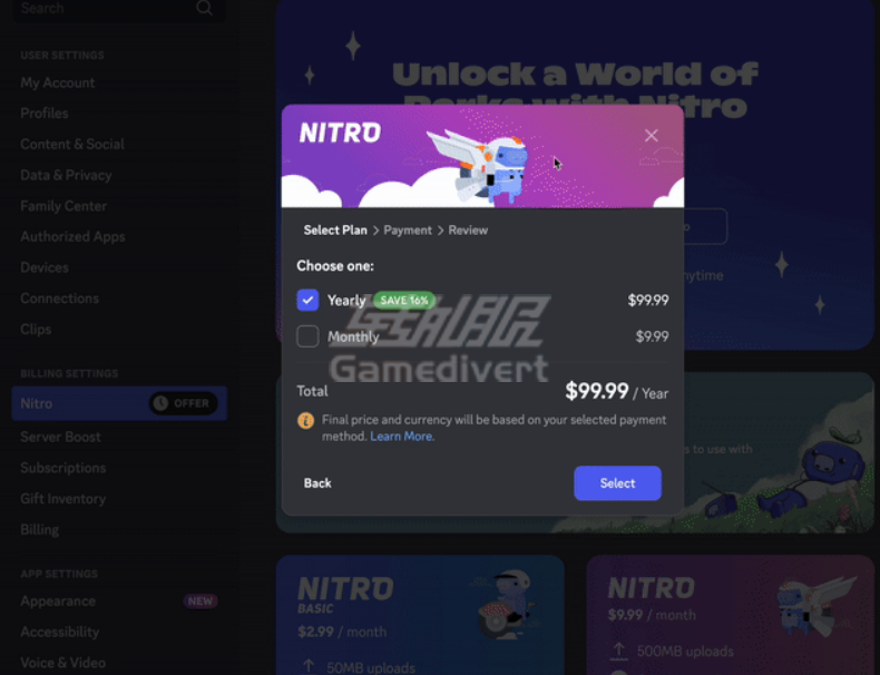 选择想要的方案 Discord, Discord Nitro,Nitro会员,Discord Nitro介绍,Nitro Basic,Discord会员,Nitro功能,如何开通Nitro,Discord礼品卡,Nitro和Nitro Basic区别,Discord付费会员,Nitro常见问题